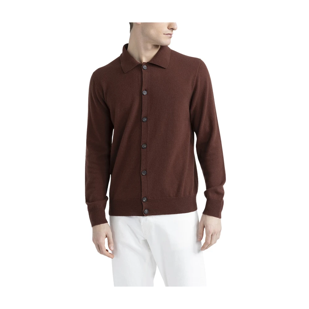 PESERICO Merinowol en kasjmier vest Brown Heren