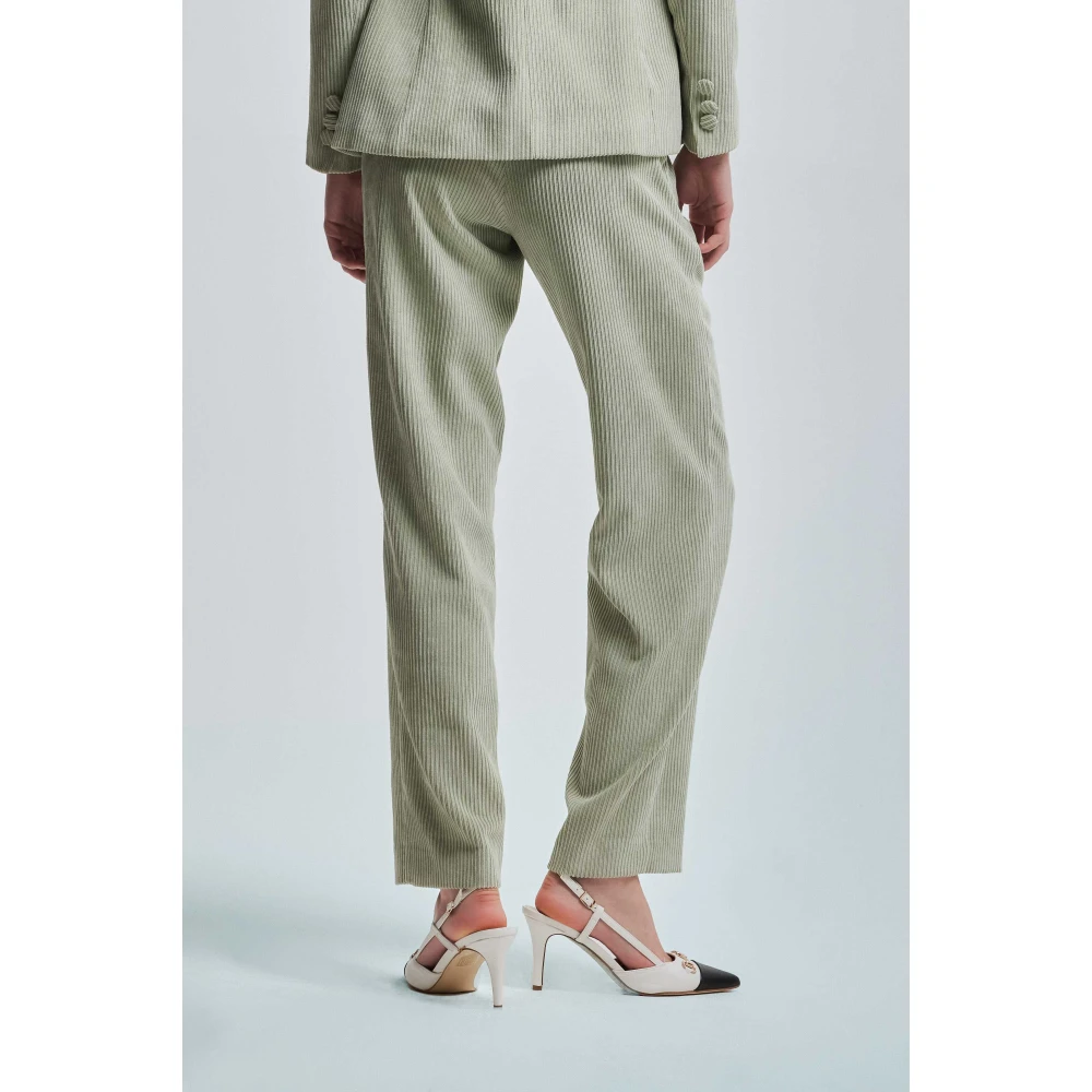 Kocca Corduroy Broek met Bijpassende Riem Green Dames
