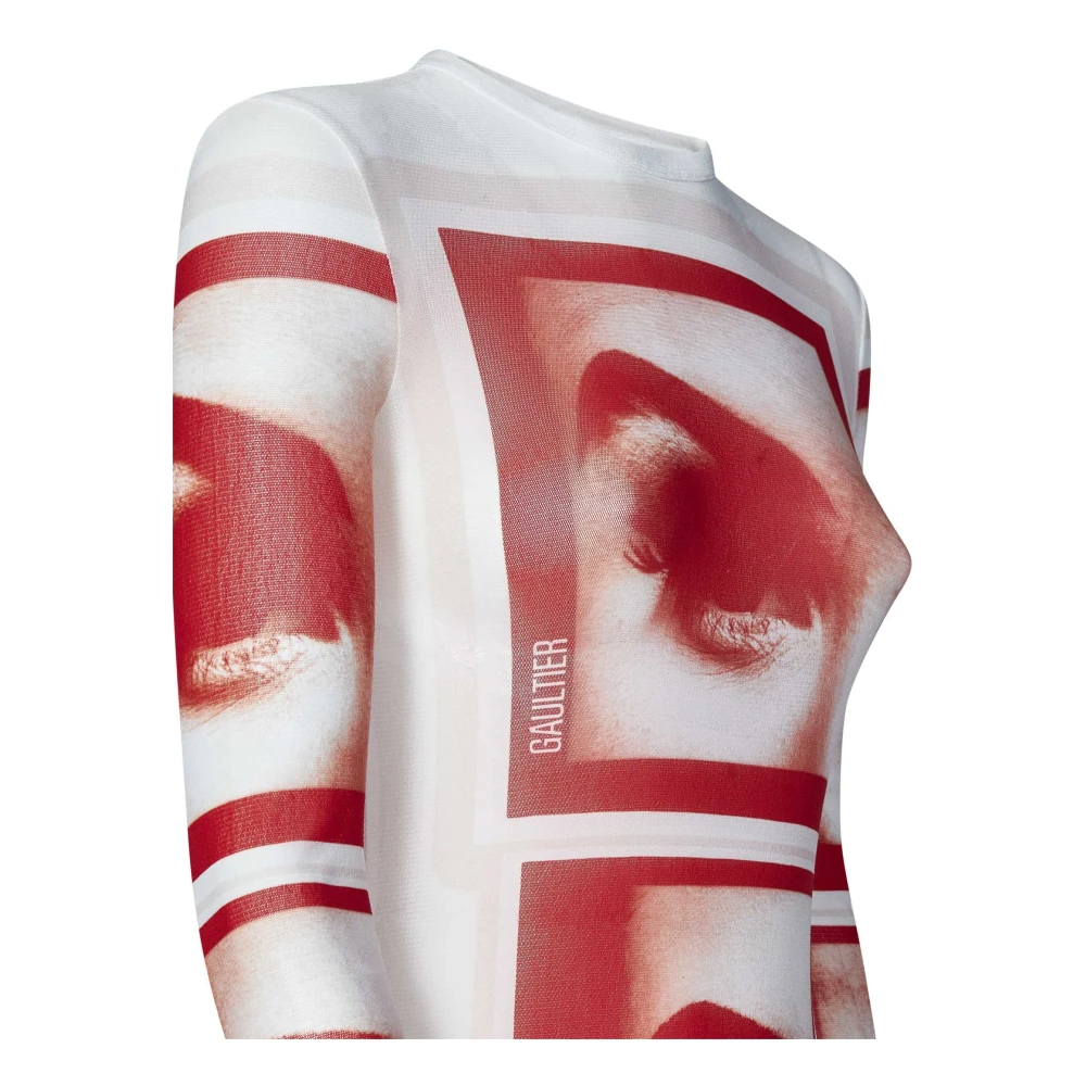 Jean Paul Gaultier Witte Crewneck met Rode Print White Dames