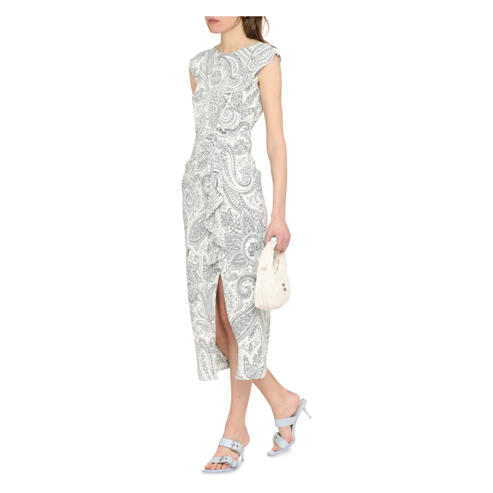 ETRO Viscose Jurk met Paisley Print White Dames