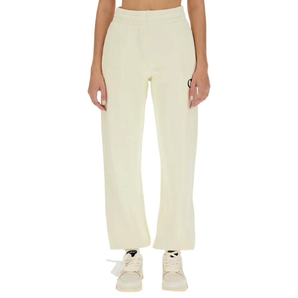 Off White Katoenen Joggingbroek voor Vrouwen Beige Dames