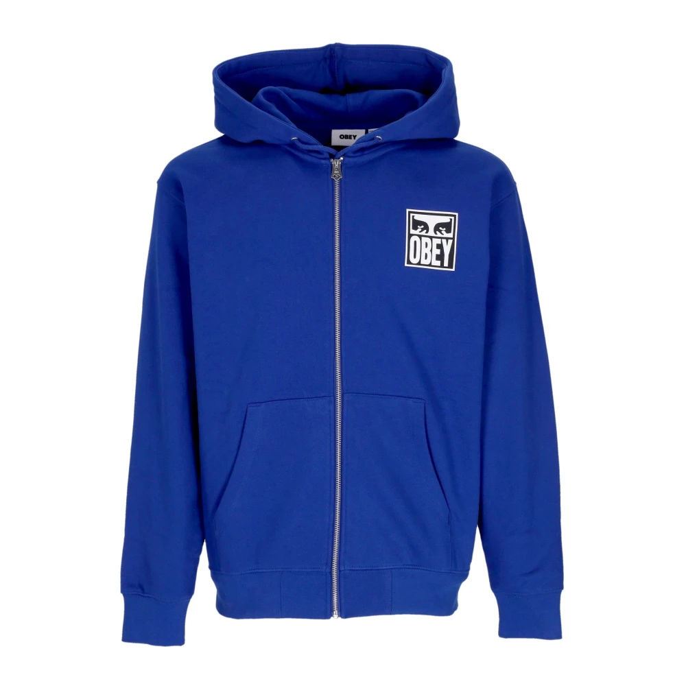 Obey Blauwe Zip Hoodie met Eyes Icon Blue Heren