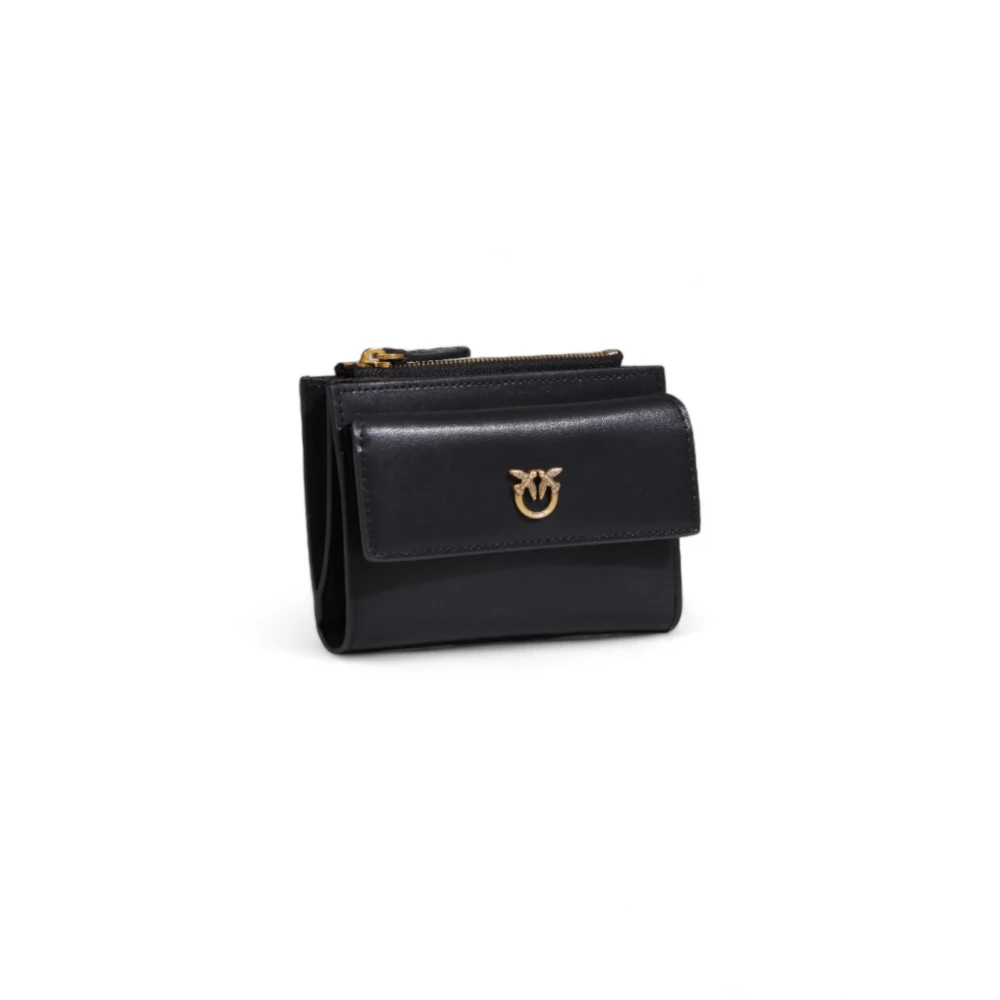 pinko Zwarte leren clipportemonnee Klassieke stijl Black Dames
