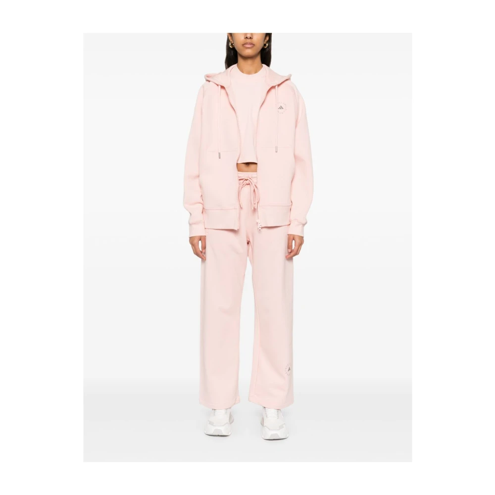 adidas by stella mccartney Roze Sweater met Rits en Capuchon Pink Dames