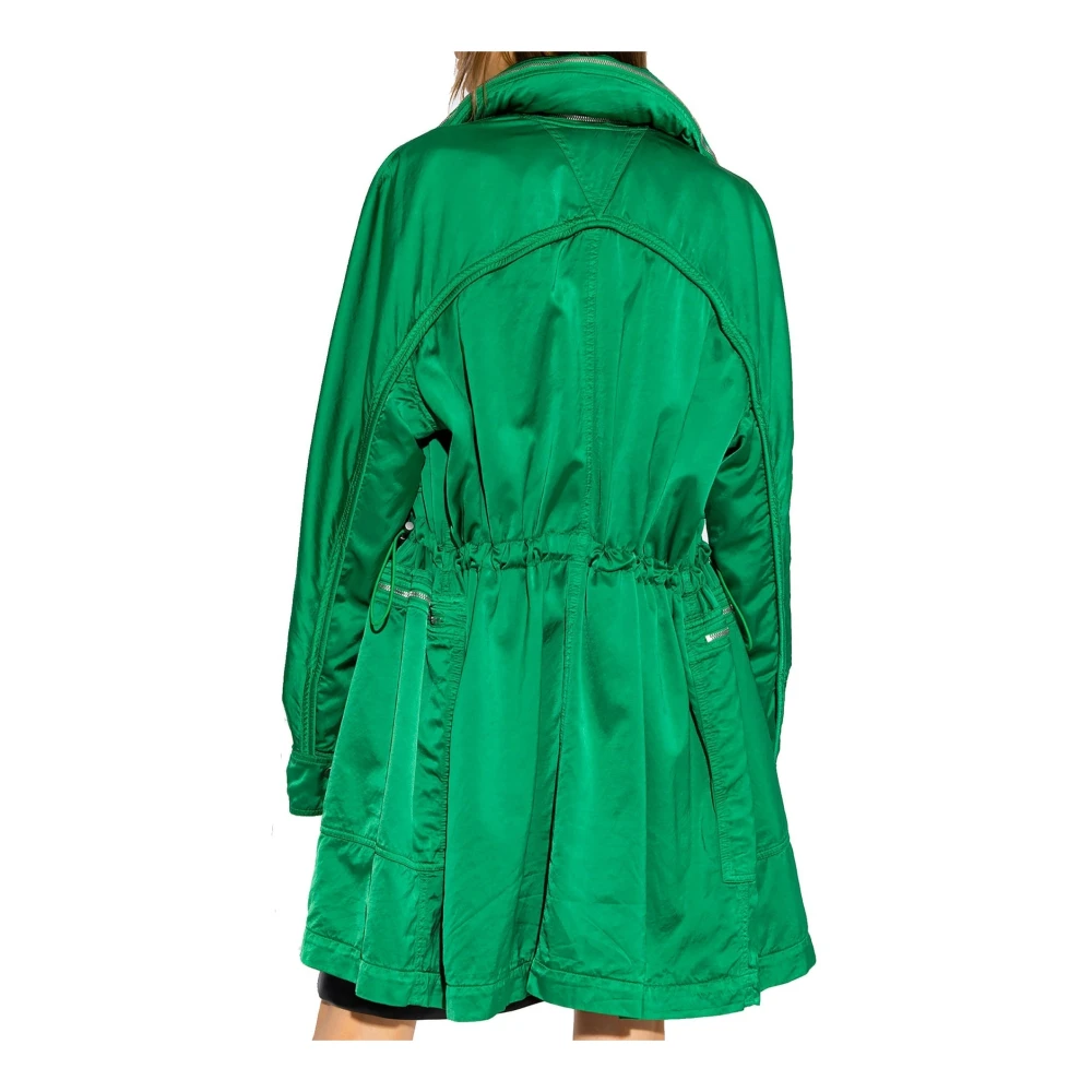 Bottega Veneta Satin Parka met Afneembare Kraag Green Dames