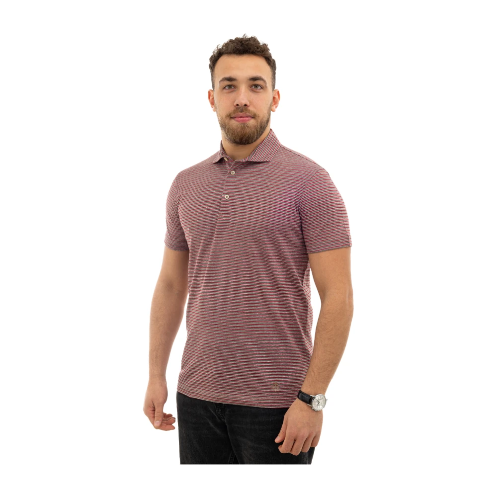 Corneliani Gestreept poloshirt met korte mouwen Red Heren