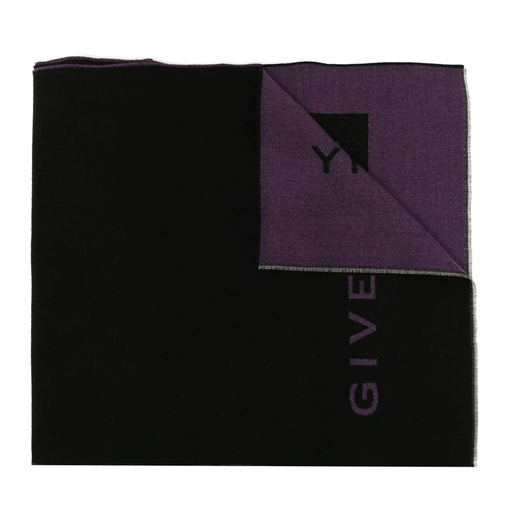 Givenchy Gebreide Sjaal met Logodetail en Franjes Black Heren