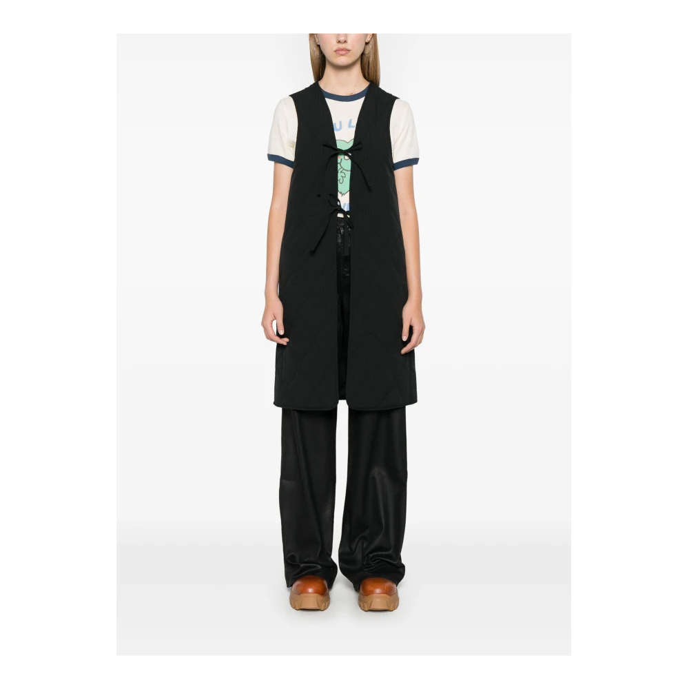 Ganni Seersucker Jas Black Dames