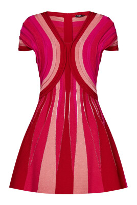 red-tricolor-flared-mini-dress