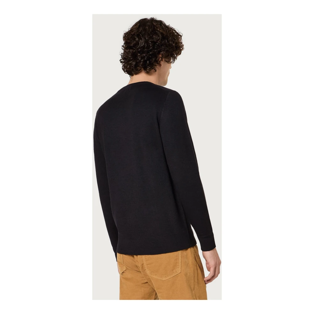Massimo Alba Kasjmier Jacquard Crewneck Sweater Black Heren