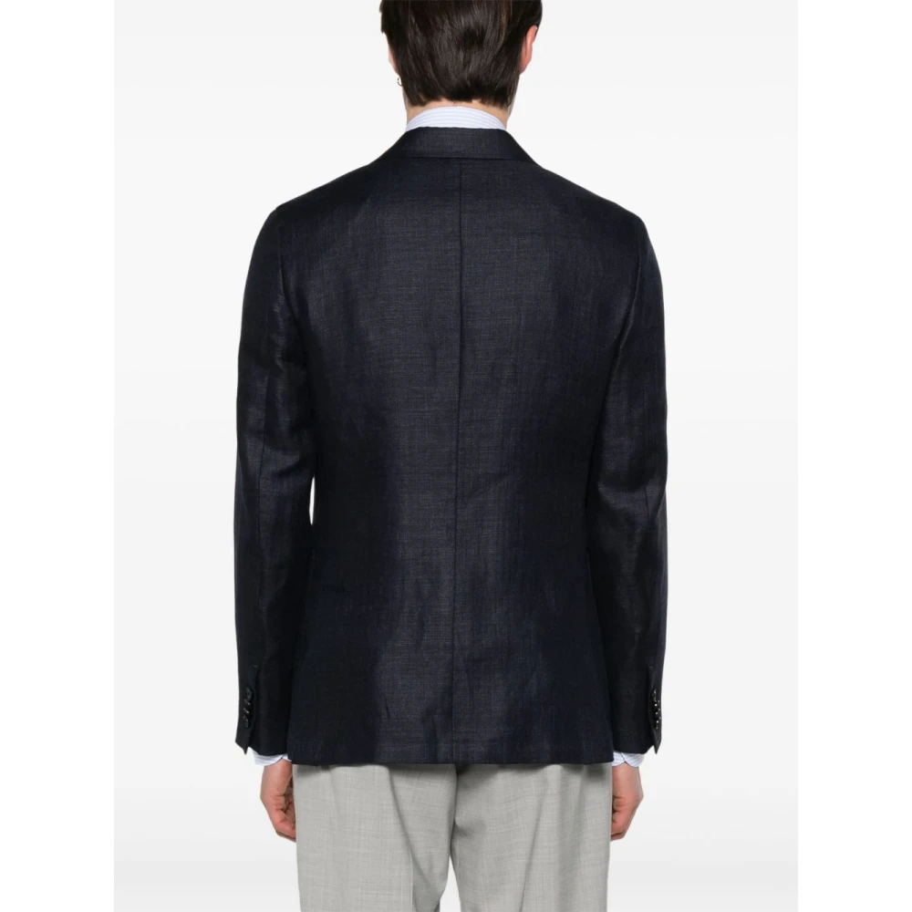 Ermenegildo Zegna Navy Blauwe Knoopjas Black Heren