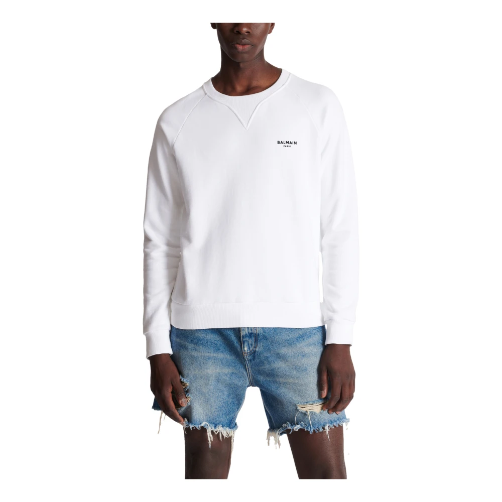 Balmain Paris flocked sweatshirt White Heren