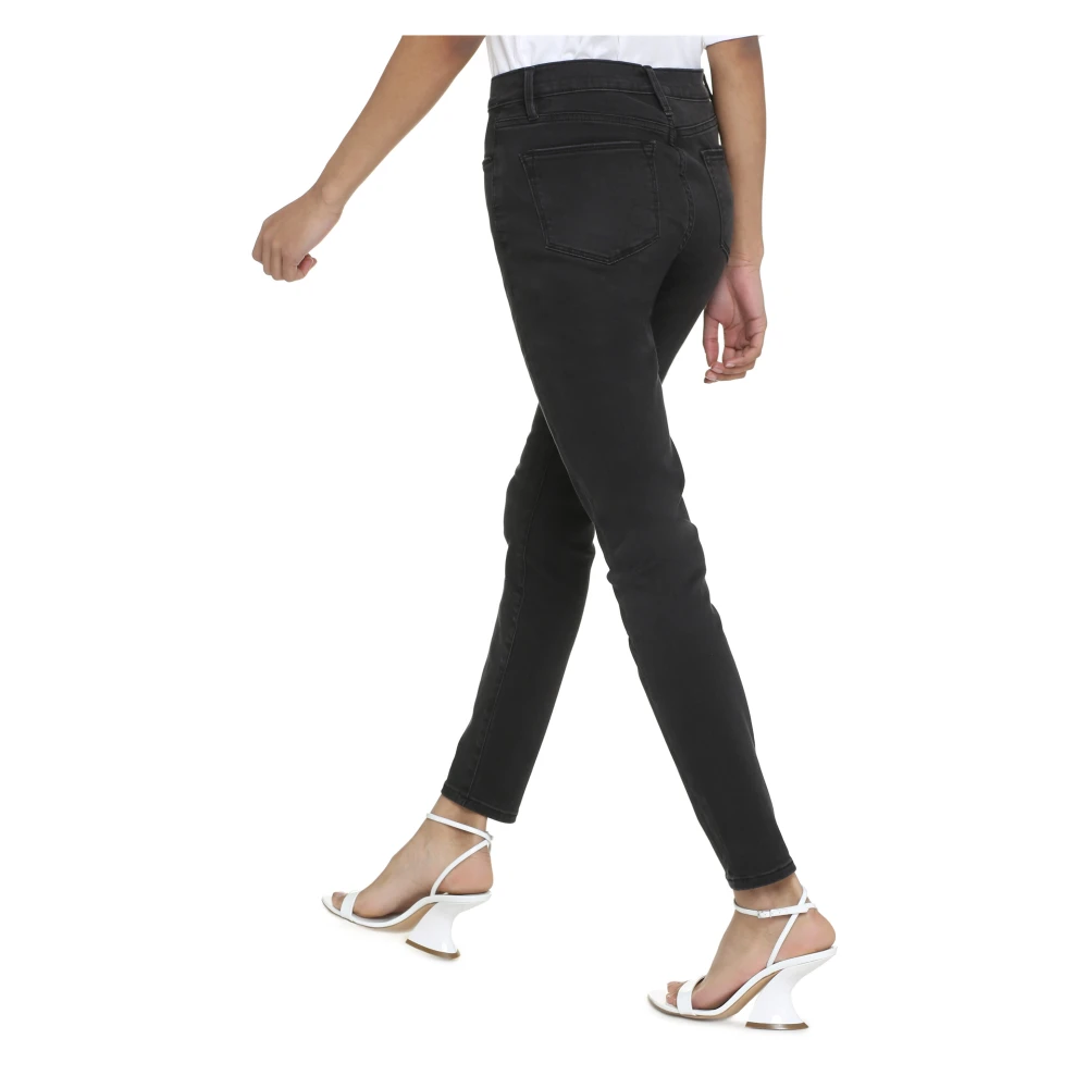 Frame Hoge taille skinny jeans met metalen knopen Black Dames