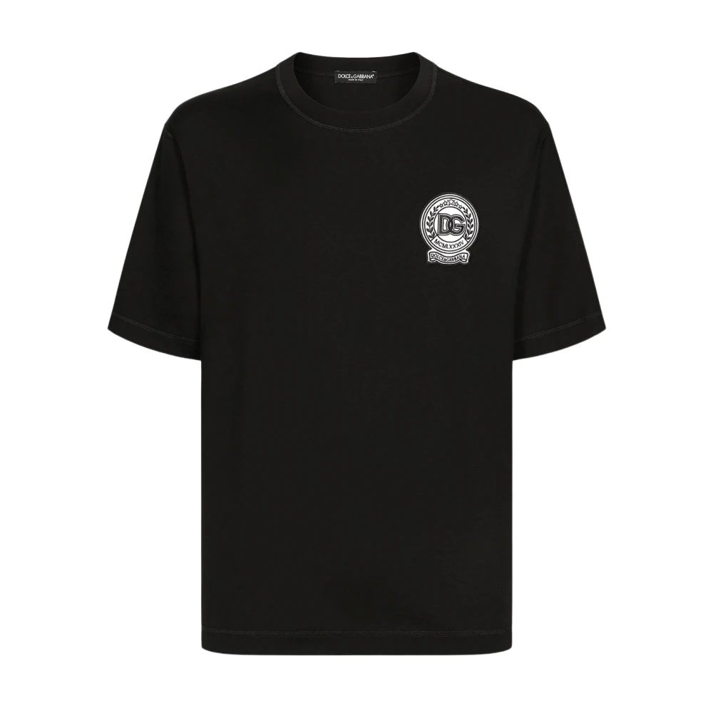 Dolce & Gabbana Men's Black T-Shirts, M, Casual Cotton T-Shirt With Unique Design