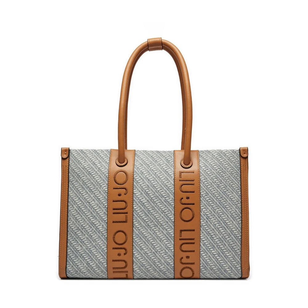 Liu Jo Blauwe Denim Shopper met Geborduurd Logo Blue Dames