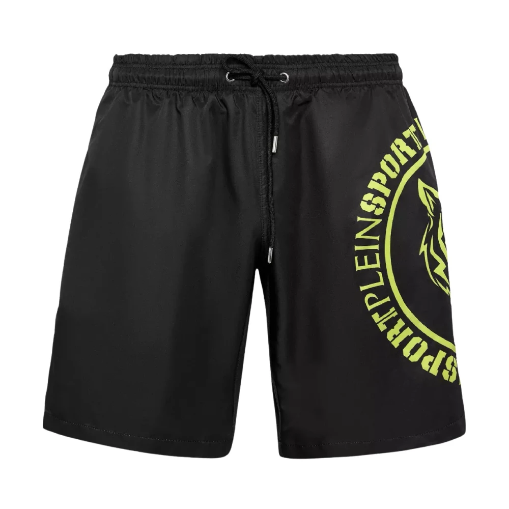 Plein Sport Svarta Carbon Tiger Badshorts Black, Herr