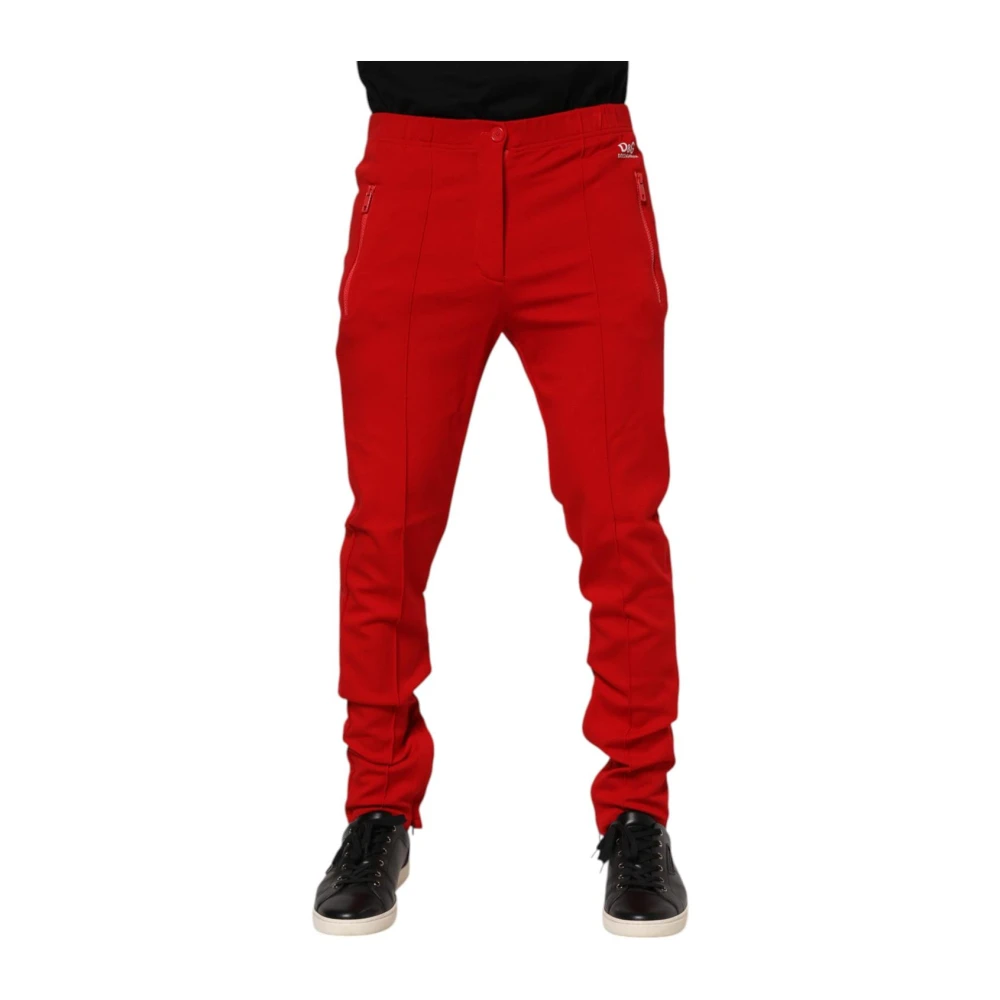 Dolce & Gabbana Men's Red Luxurious Logo Drawstring Jogger Sweatpants