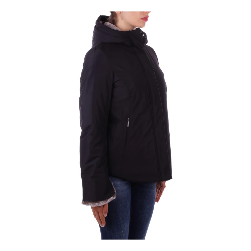 Suns Zwarte Hoodie met Rits en Knopen Black Dames