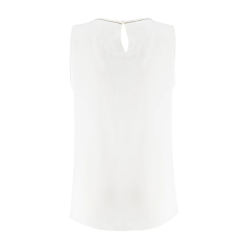 PESERICO Lurex Crew-Neck Top White Dames