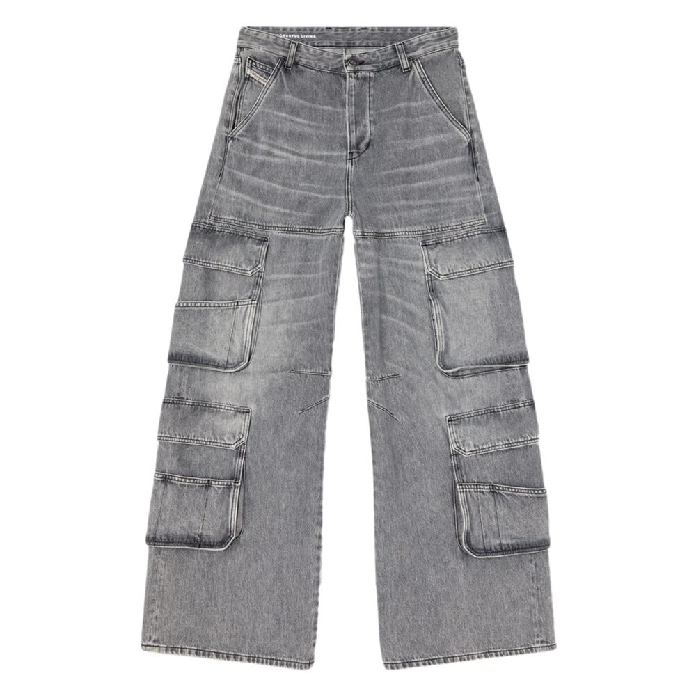 Cargo Denim Jeans Grå