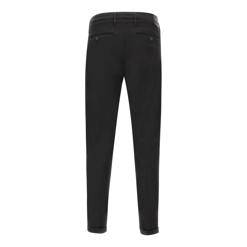 Re-Hash Zwarte Katoenmix Slim Fit Broek Black Heren