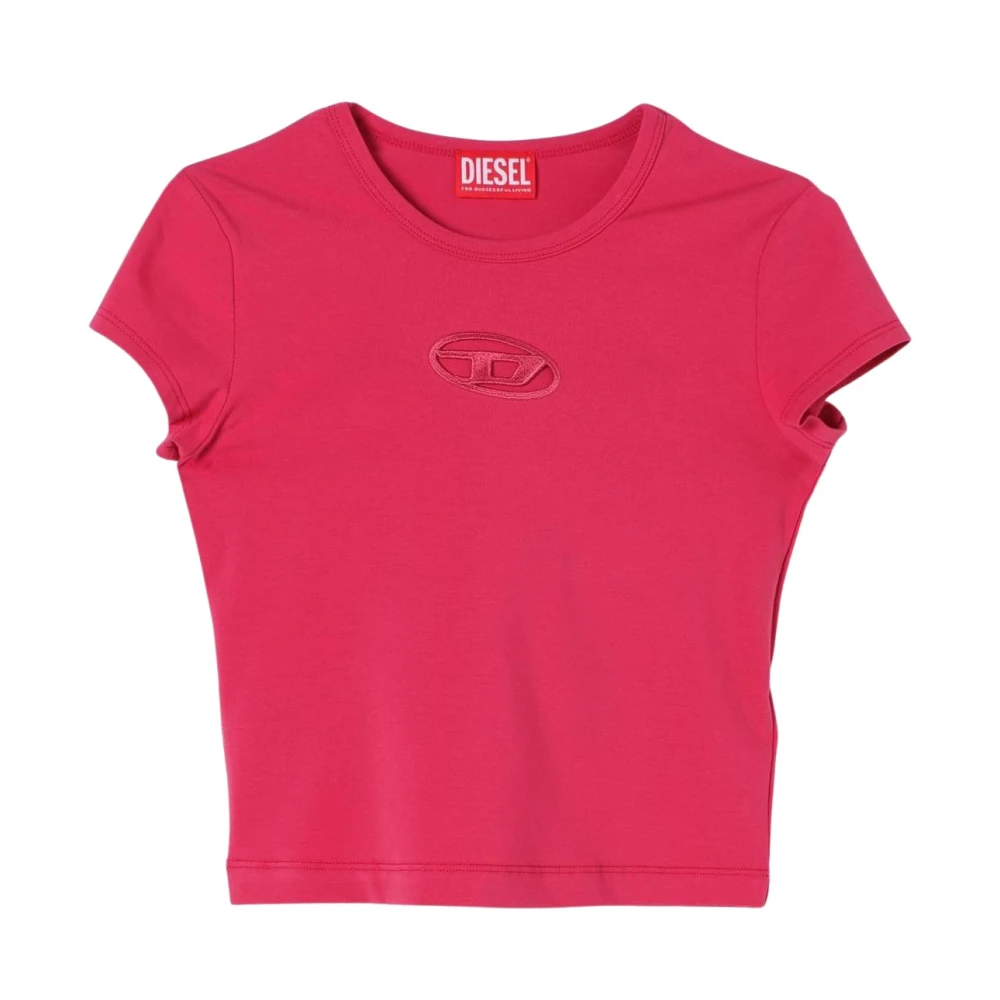 Diesel Women's Pink Embroidered Logo T-Shirt