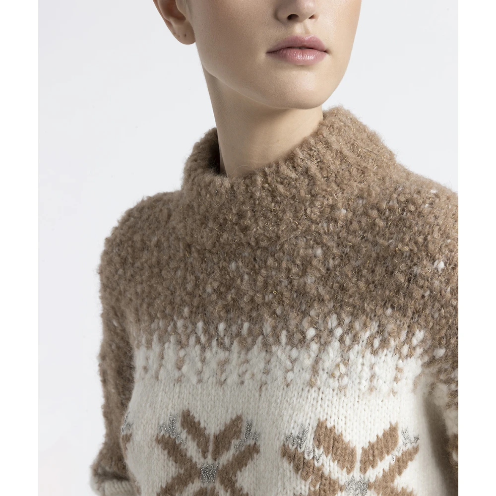 PESERICO Alpaca wol en pailletten trui Brown Dames