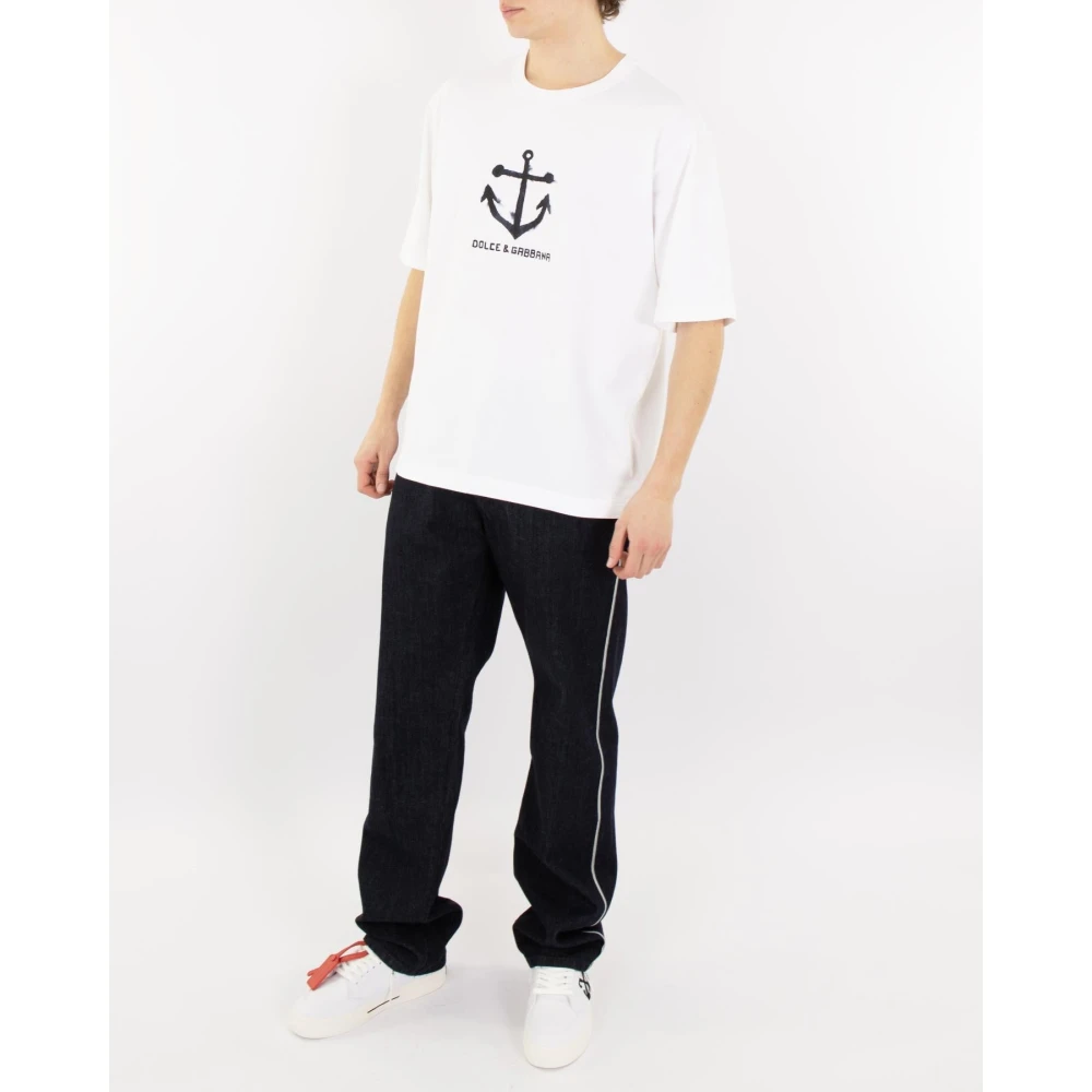 Dolce & Gabbana Heren Marina Logo T-Shirt Wit White Heren