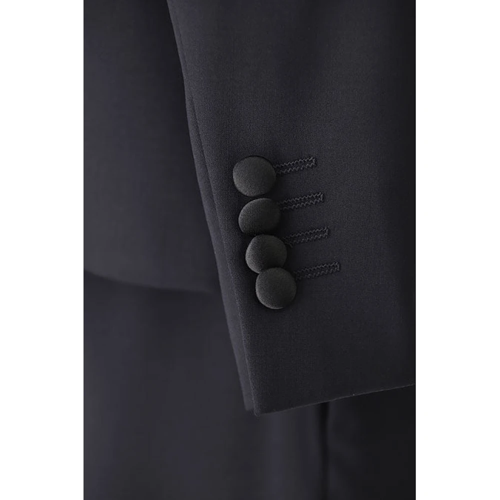 Emporio Armani Navy Blauw Pak Satijnen Revers Blue Heren