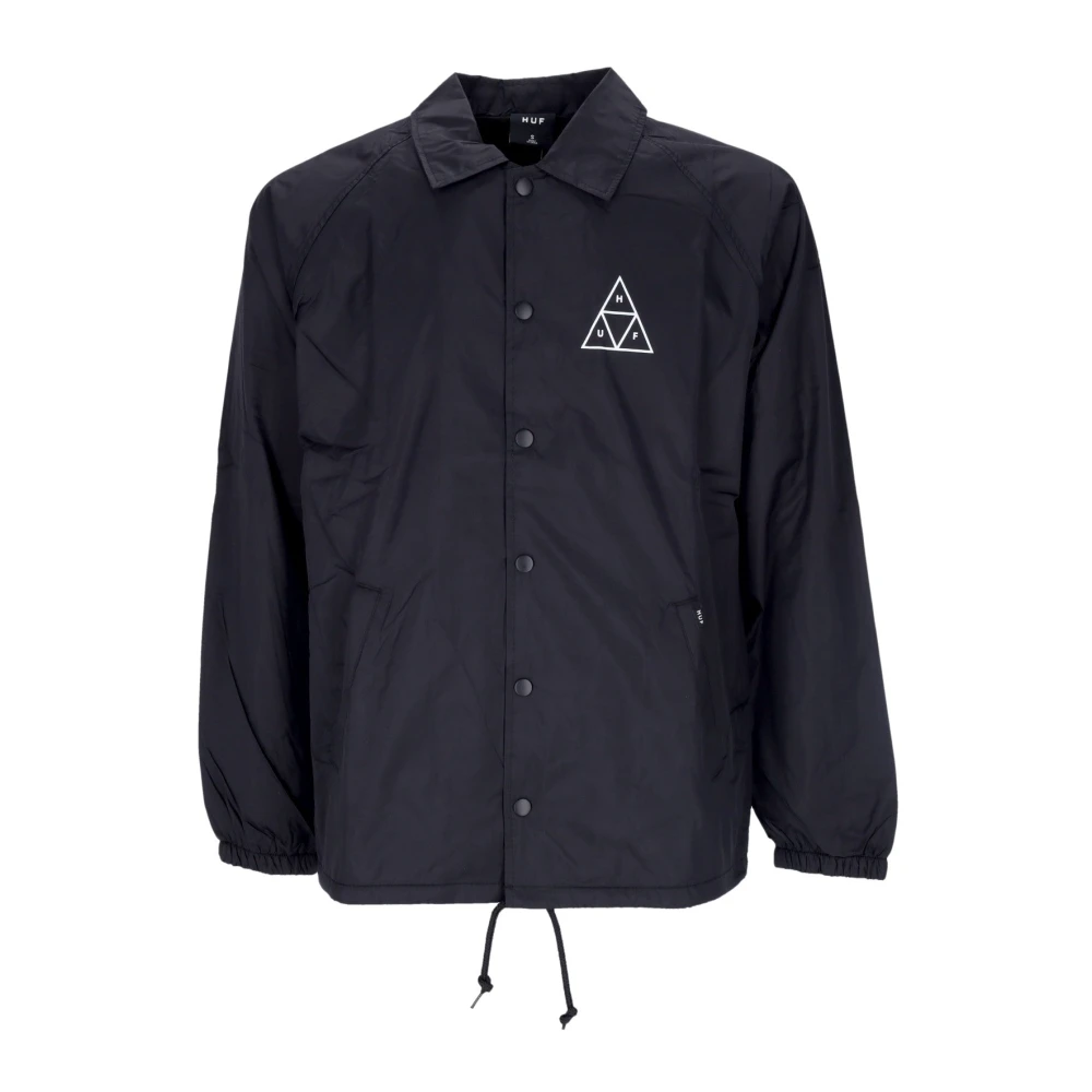 Huf Men's Black Essentials Coaches Jacket Water-Repellent - Light Jackets - S - Jackets