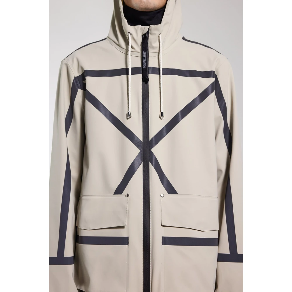 Stutterheim Waterdichte regenjas met reflecterende strepen Beige Heren