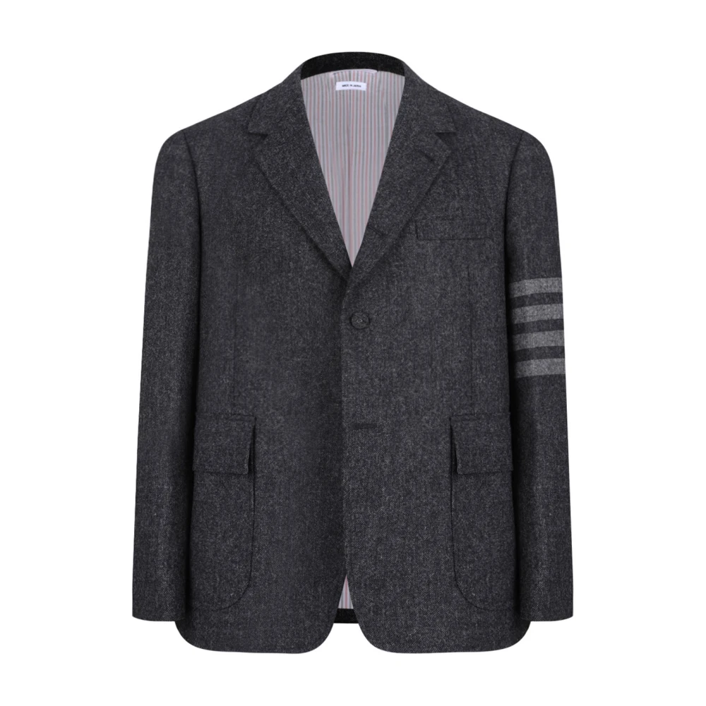 Thom Browne Men's Gray Blazers, L, Stripe-Detail Blazer