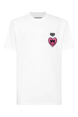 Rundhalsad T-shirt Smile Patch