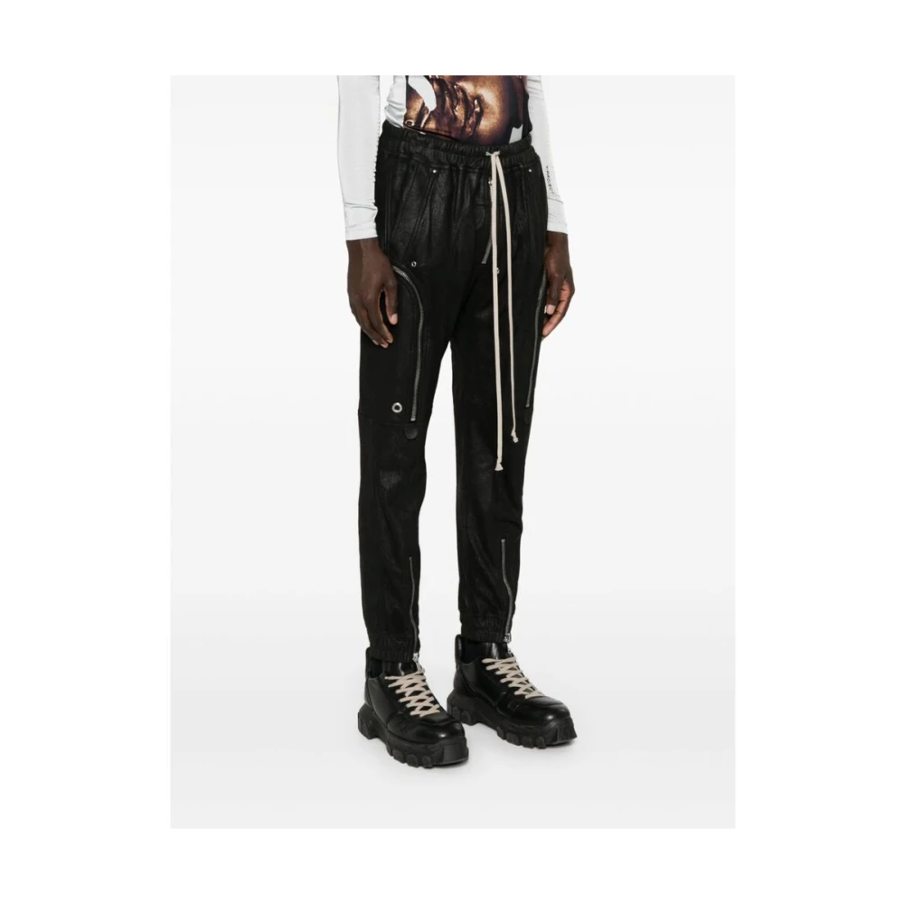 Rick Owens Zwarte Lamsvacht Cargo Broek Elastische Tailleband Black Heren