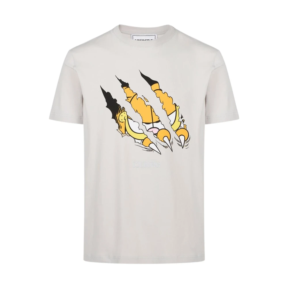 Iceberg Beige katoenen jersey T-shirt met Garfield-print en geborduurd logo Gray Heren