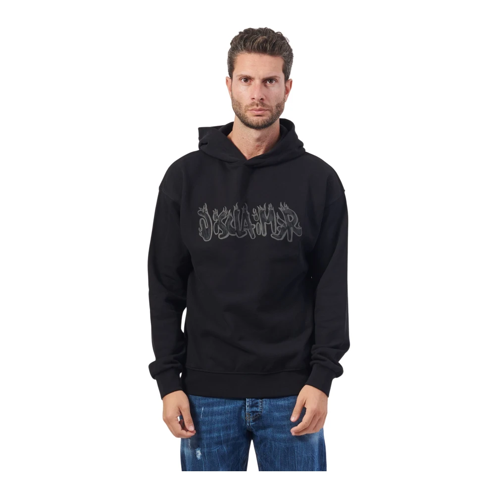 Disclaimer Zwarte hoodie met logo op de voorkant Black Heren