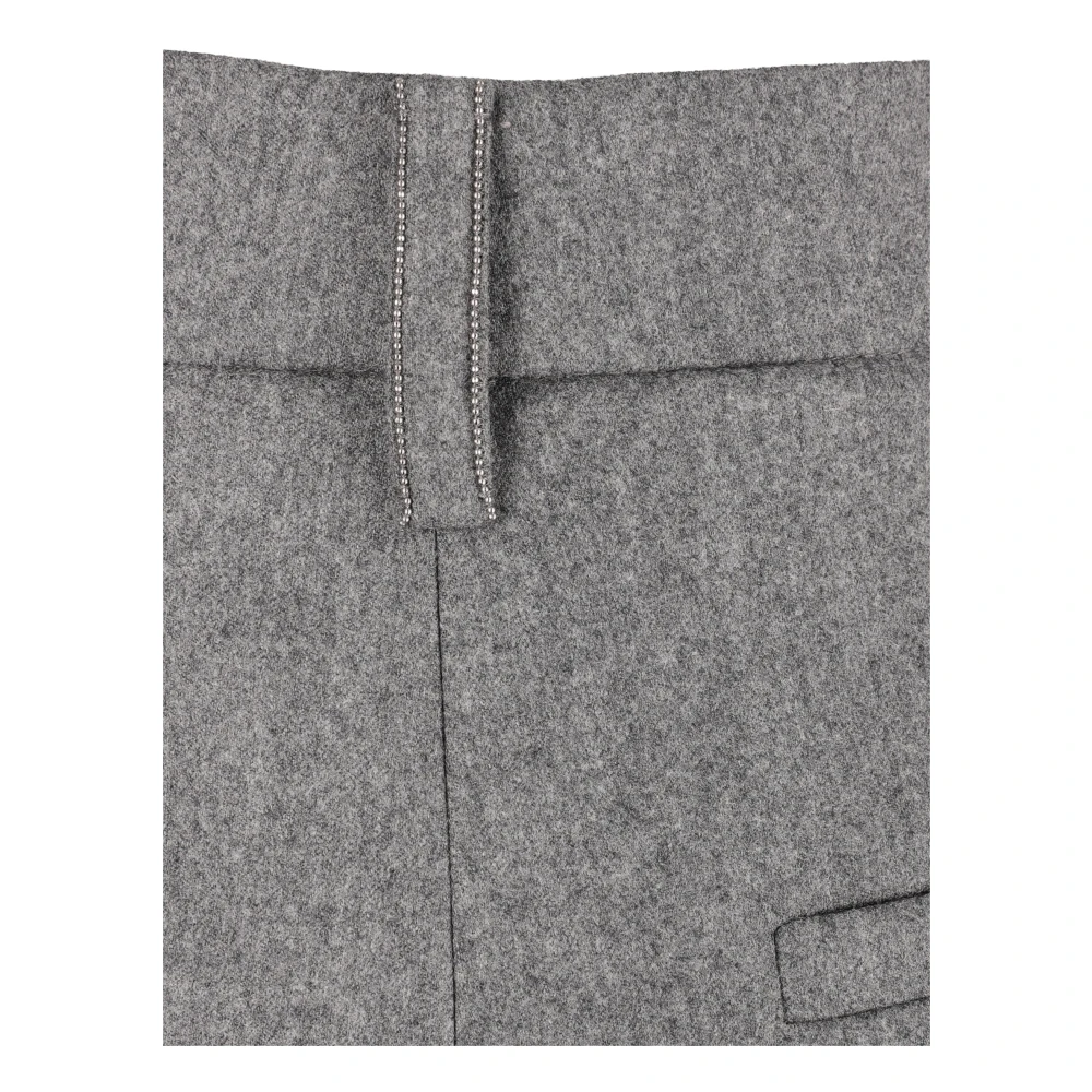 BRUNELLO CUCINELLI Oversized Grijze Wollen Broek Gray Dames