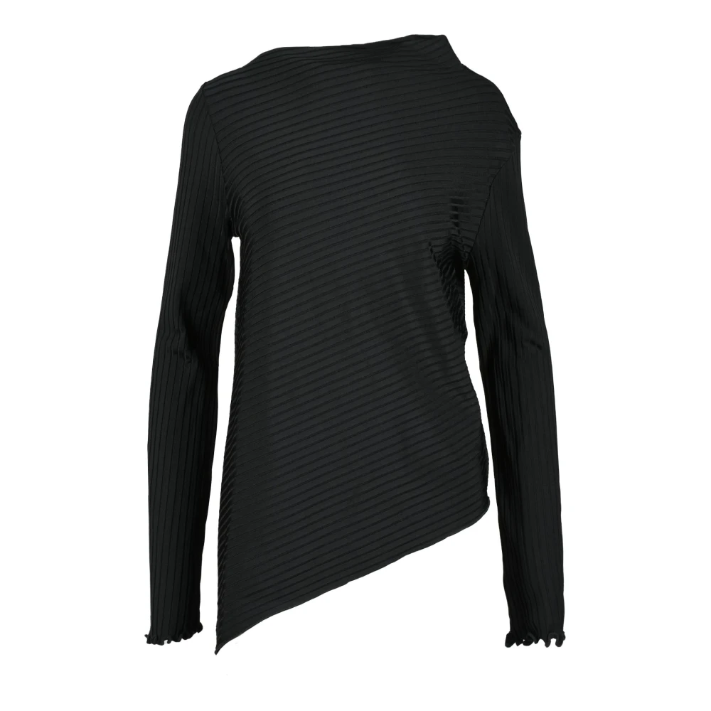 Róhe Elegant Viskosblandning Stickad Topp Black, Dam