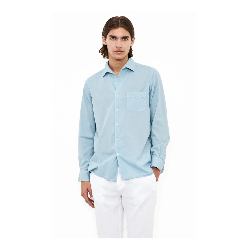 Massimo Alba Heldere Blauwe Katoenen Overhemd Elegant Ontwerp Blue Heren