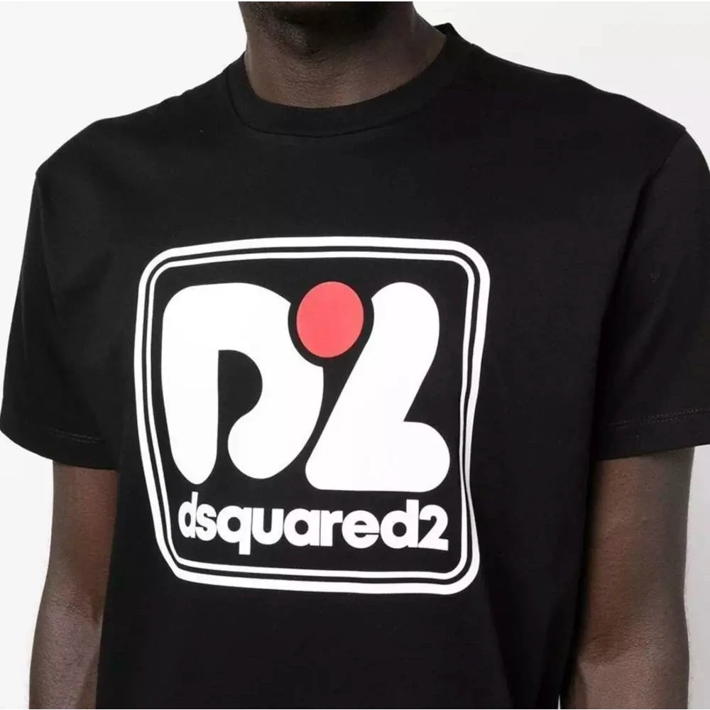 Dsquared2 Zwart Katoenen T-Shirt met Merkprint Black Heren