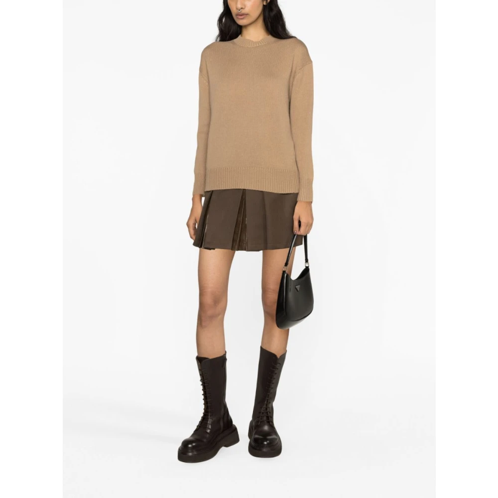 Max Mara Kameelwol-kasjmier ronde hals trui Brown Dames