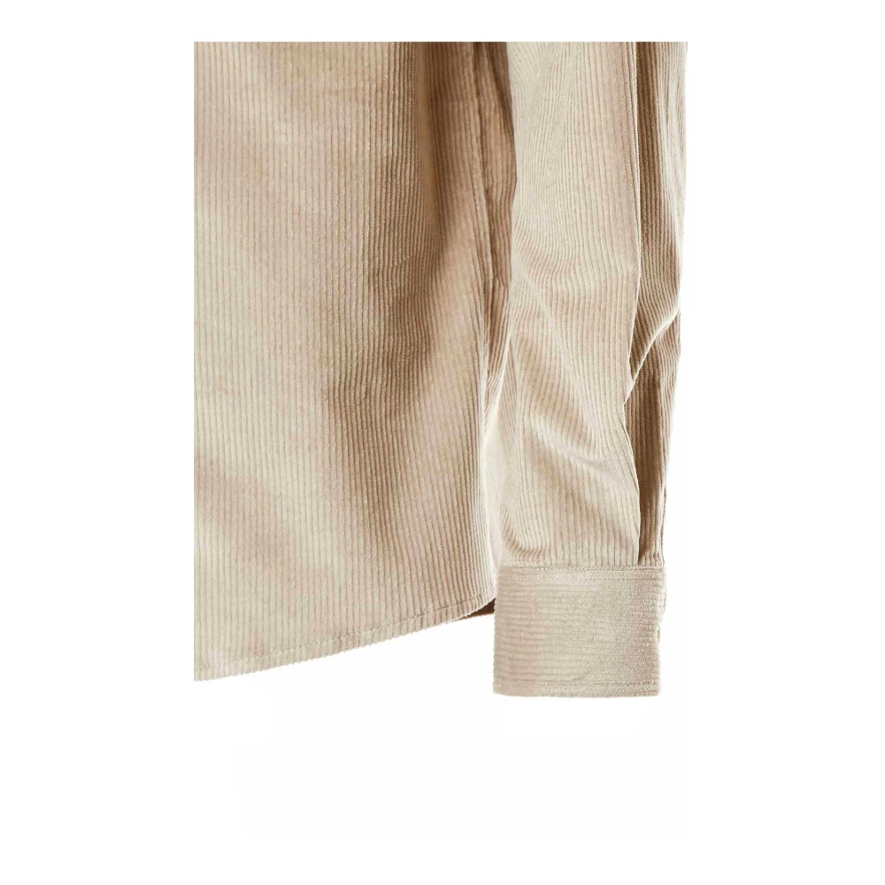 drykorn Ribfluwelen Overhemd met Button-Down Kraag Beige Heren