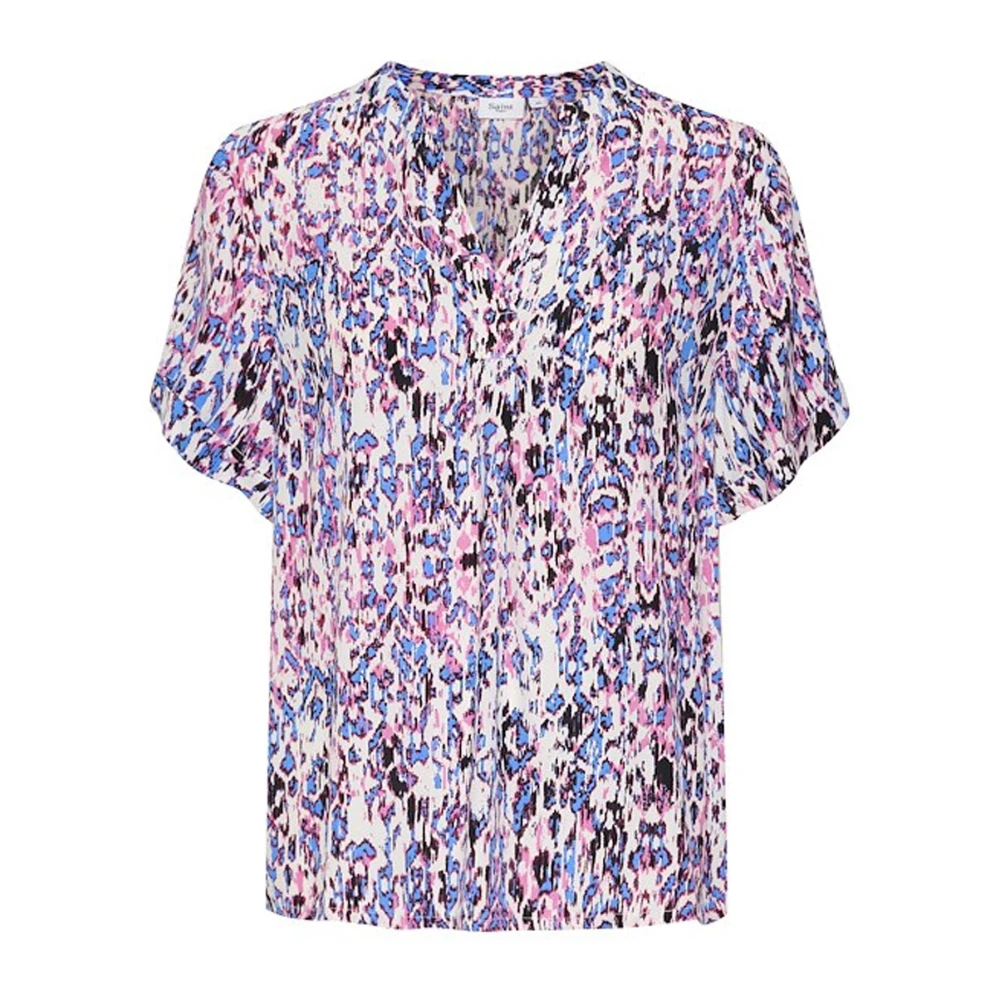 Saint Tropez Agnessz Ss Top Bluser Pink Ikat Multicolor Dames