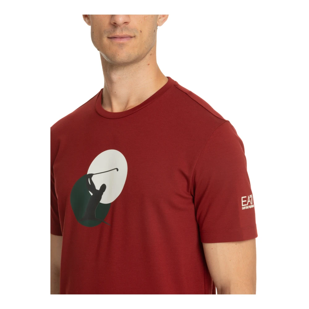 Emporio Armani EA7 Effen Logo T-shirt Red Heren