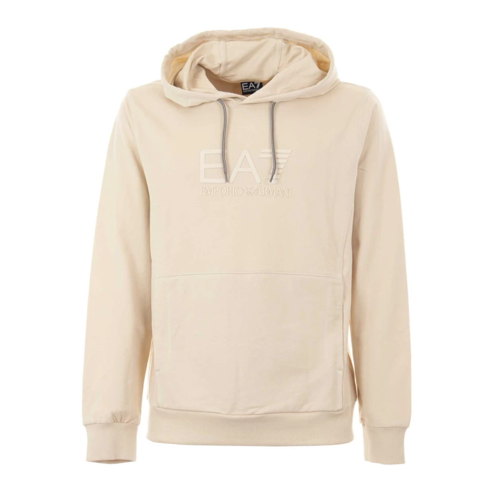 Emporio Armani Ea7 Men's Beige Hoodies,, Sweatshirts By Ea7 Medium