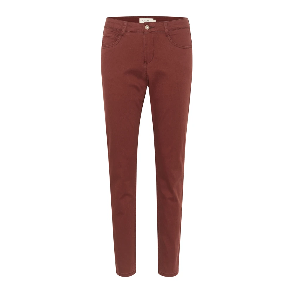 Cream Vrouw Bruin Broeken Dames, W29 L32, Rechtgesneden Twill Broek