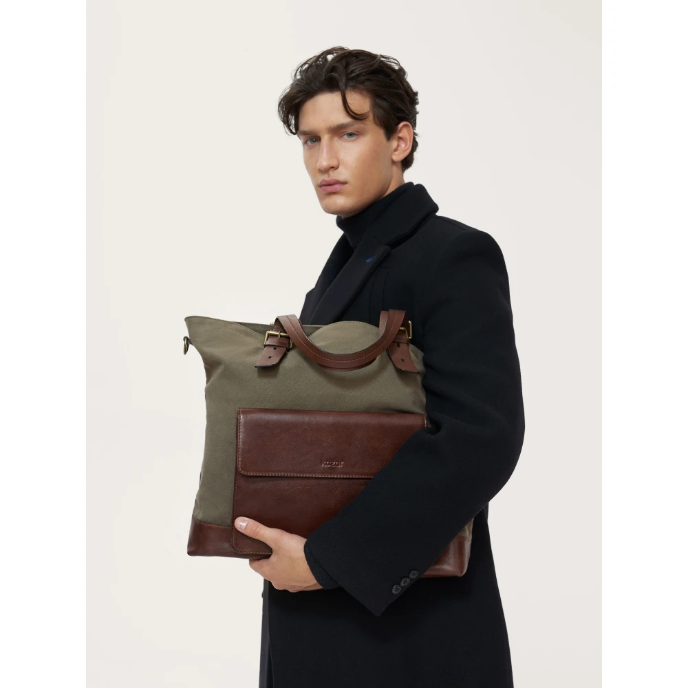 Kazar Praktische stoffen tas voor mannen in taupe kleur Beige Heren