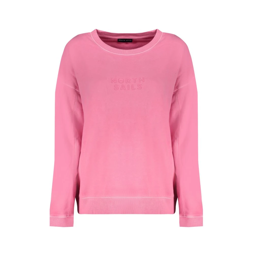 North Sails Rosa Katoenen Sweatshirt Logo Geborsteld Pink Dames