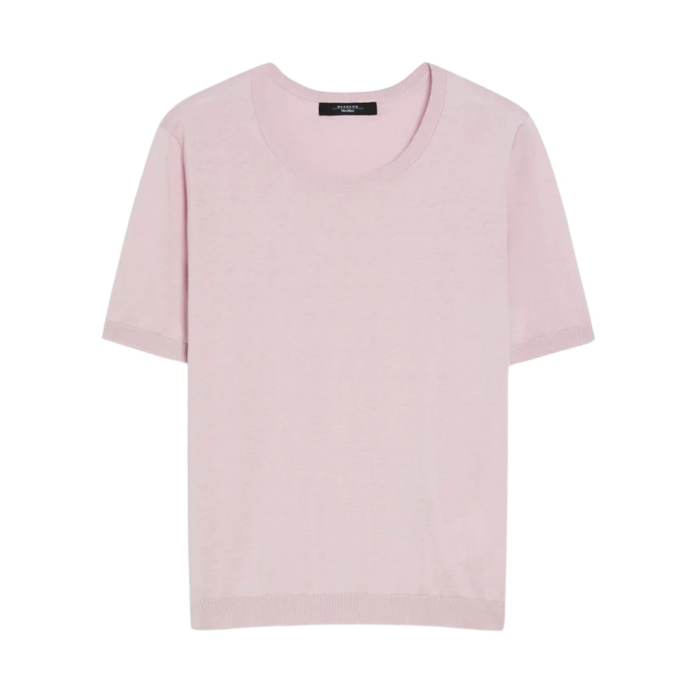 Max Mara Weekend Zijden blend T-shirt met geribbelde afwerking Pink Dames