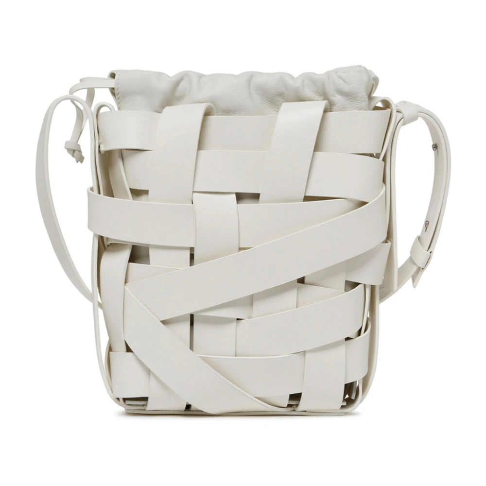 Jil Sander Witte Bucket Bag met Vlechtdesign White Dames